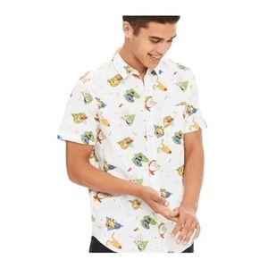 Nickelodeon 90's Classic Cartoons Button Down Shirt Rocko Reptar Rugrats Sz M